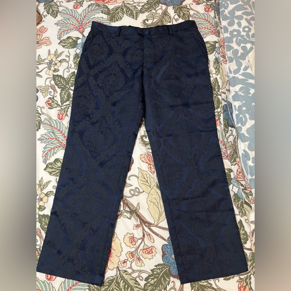 Men’s INC International Concepts Jacquard Blue Ankle Length Dress Pants